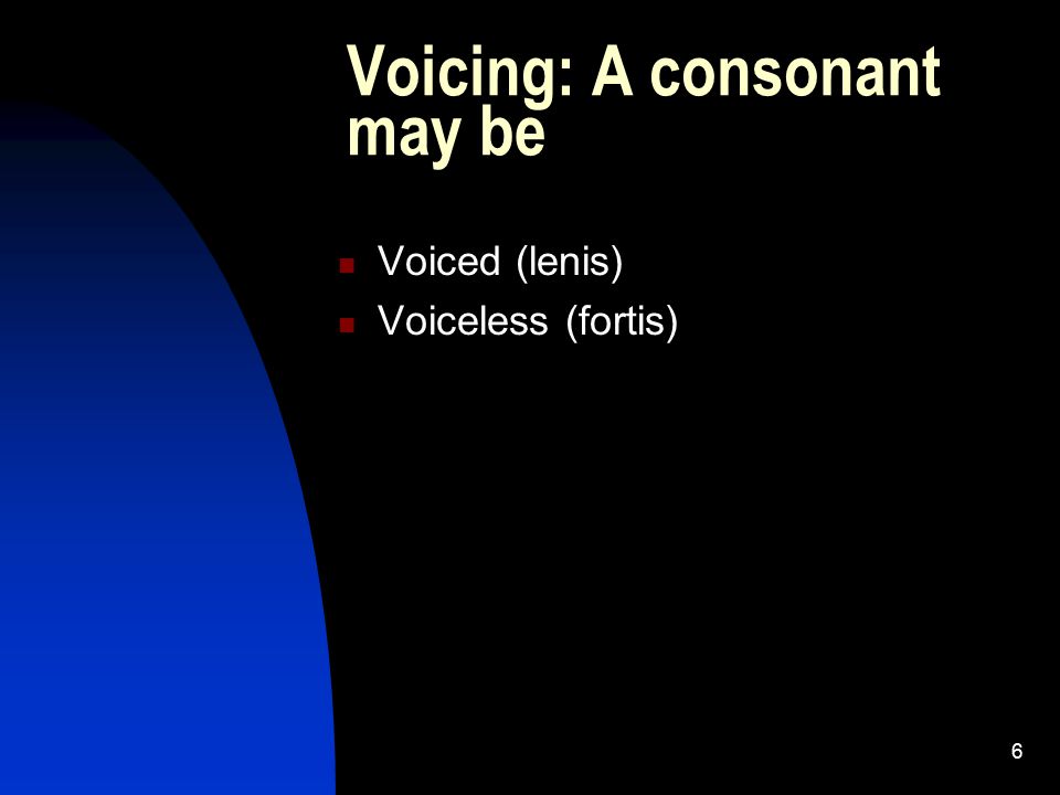 Voicing: A consonant may be