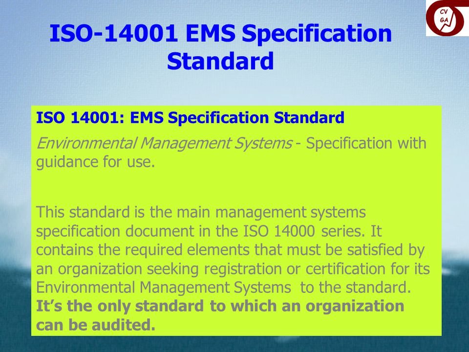 ISO EMS Specification Standard