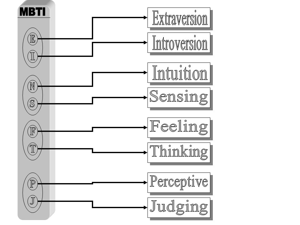 E N S Extraversion Introversion Intuition Sensing Feeling F T Thinking
