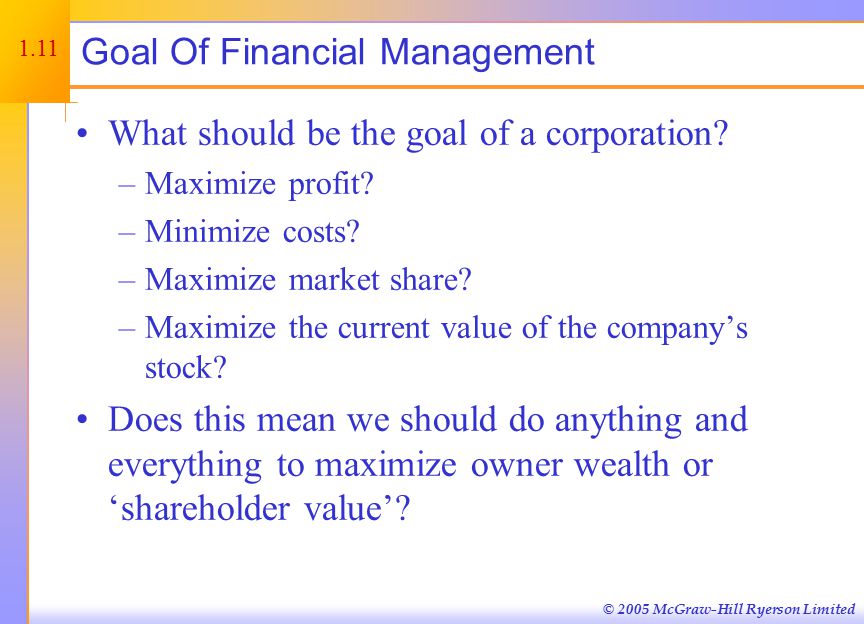 Primary Goal of Financial Management