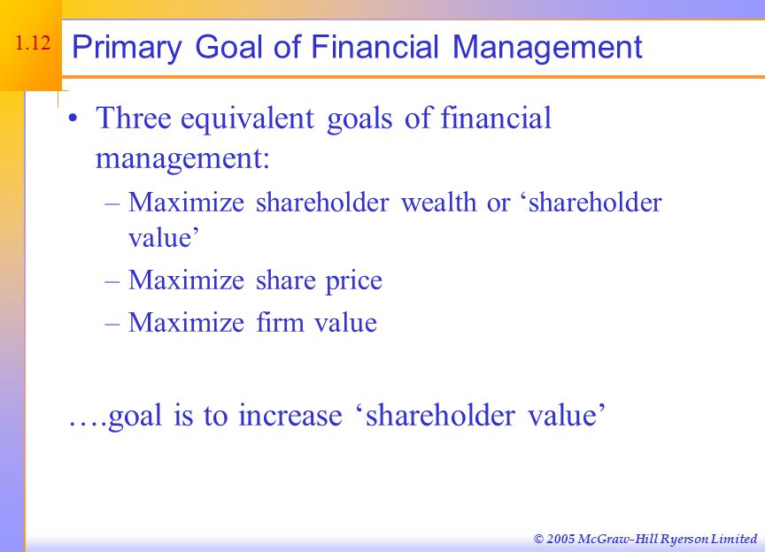 Corporation Finance The study of the relationship between business decisions and shareholder value.