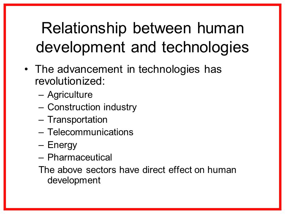 Relationship between human development and technologies