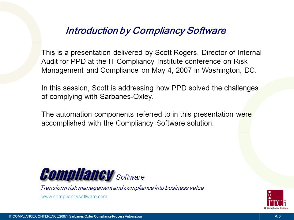Sarbanes-Oxley Compliance Process Automation
