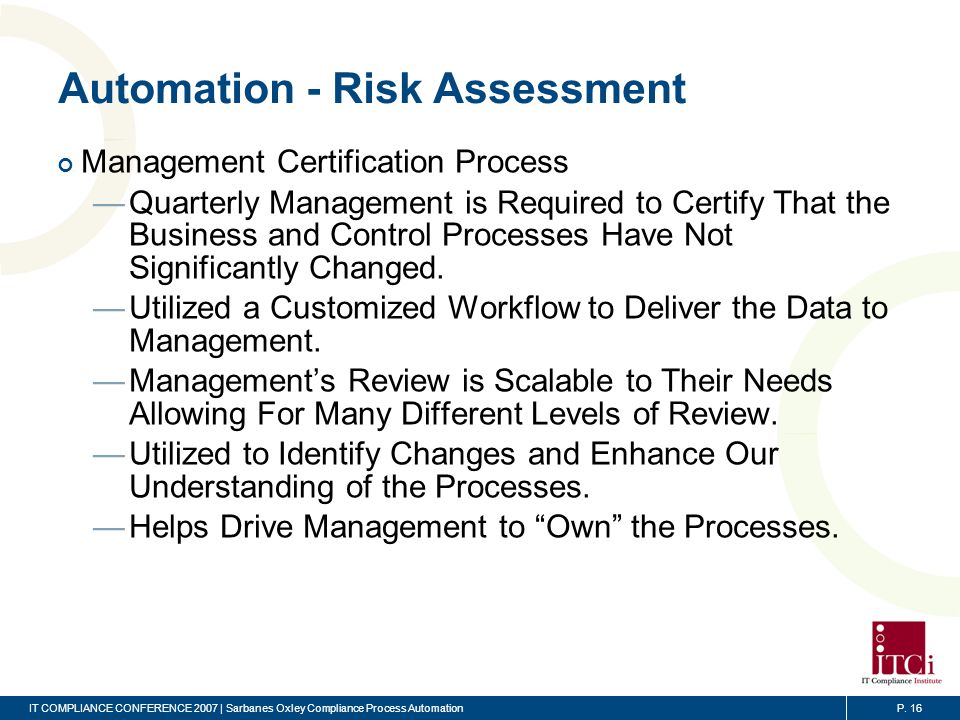 Automation - Risk Assessment (cont)