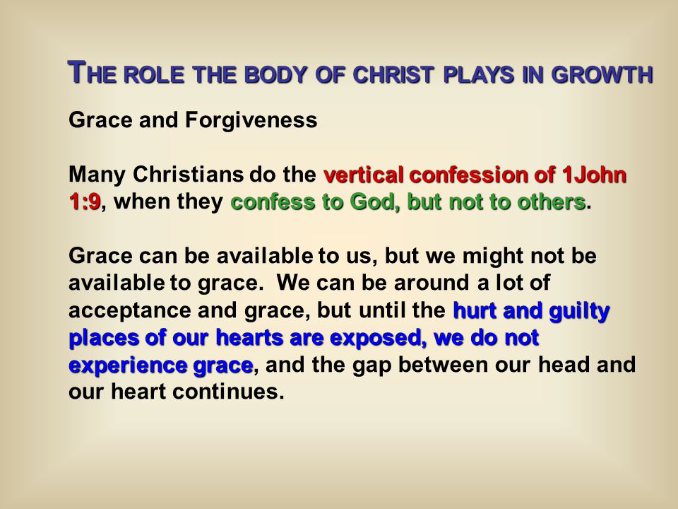 THE ROLE THE BODY OF CHRIST PLAYS IN GROWTH