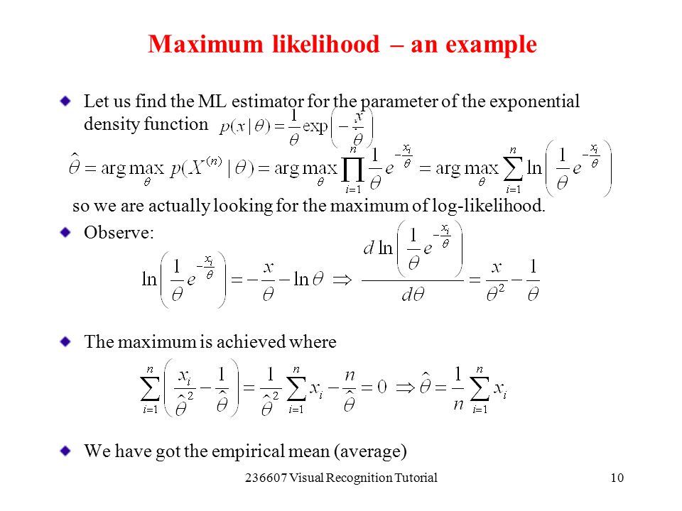 Maximum likelihood – an example