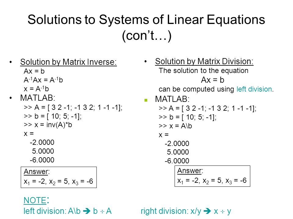 matrix division matlab b