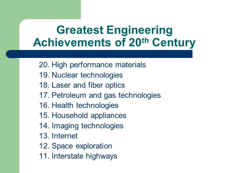 Greatest Engineering Achievements of 20th Century