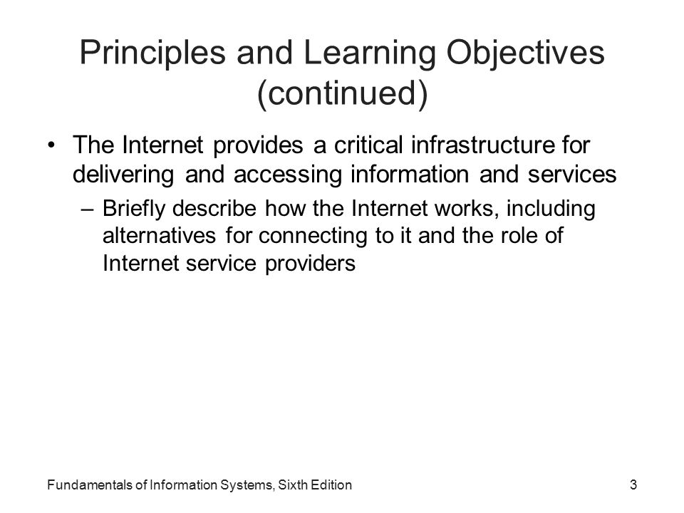 Principles and Learning Objectives (continued)