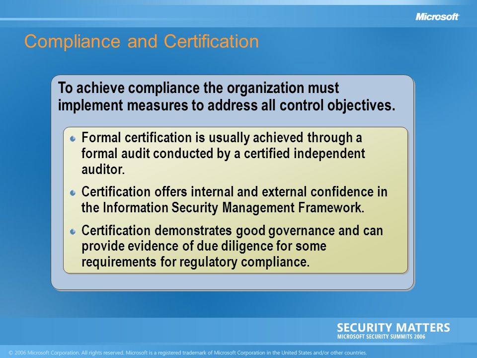 Compliance and Certification