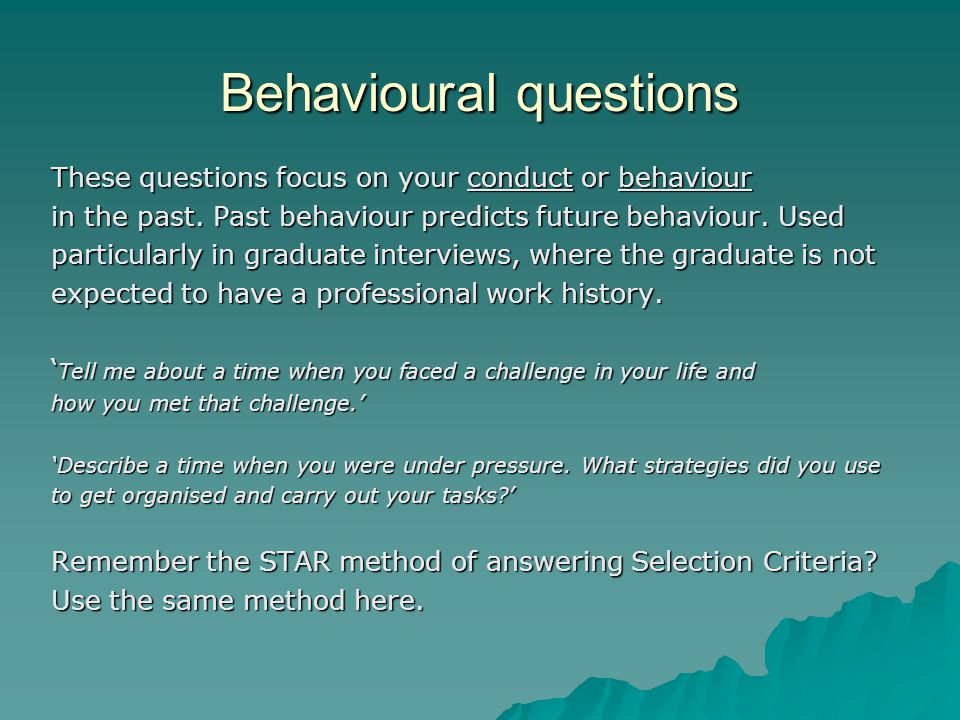 Behavioural questions