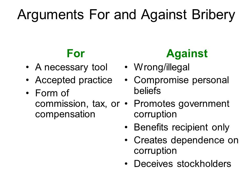 Arguments for and against