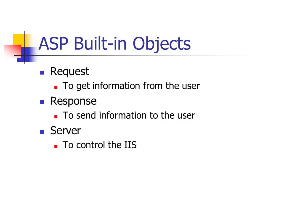 ASP Built-in Objects Request Response Server