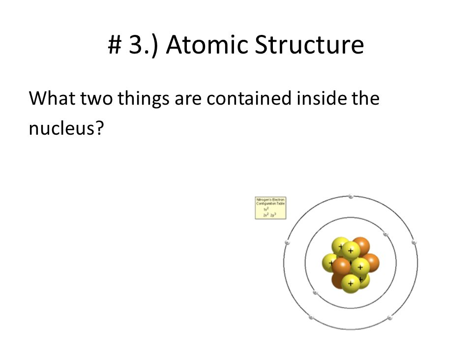 # 3.) Atomic Structure What two things are contained inside the nucleus