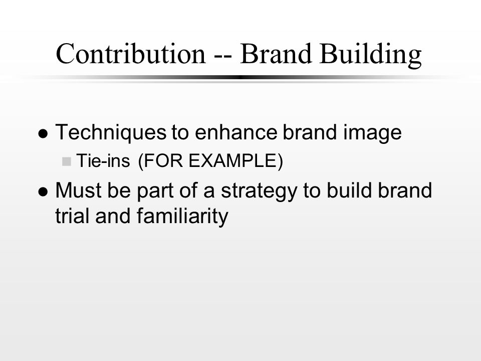 Contribution -- Brand Building
