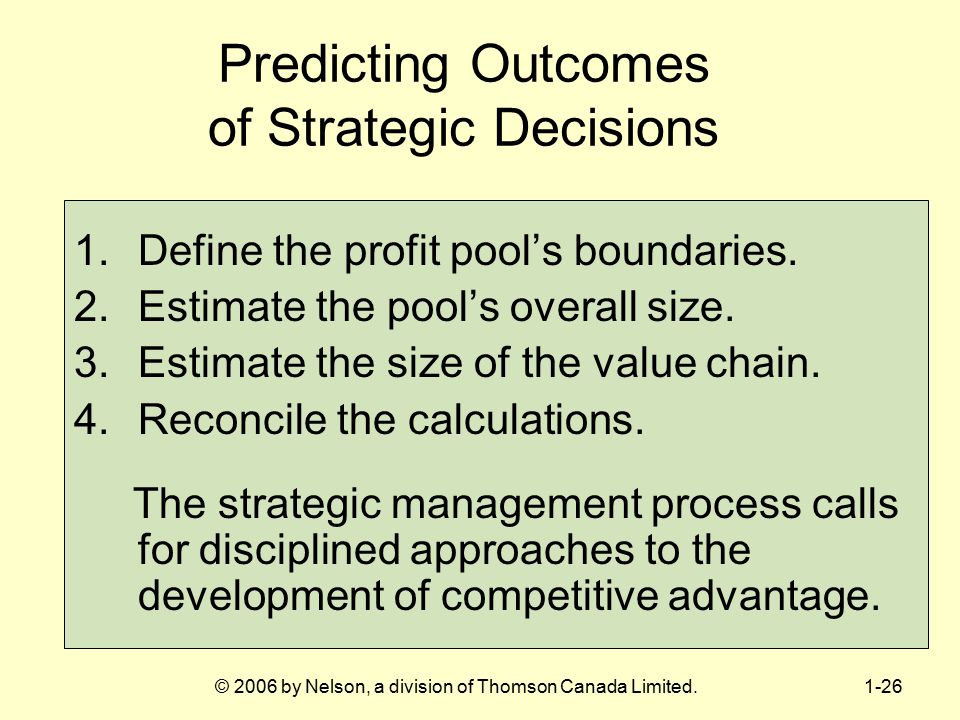 Predicting Outcomes of Strategic Decisions