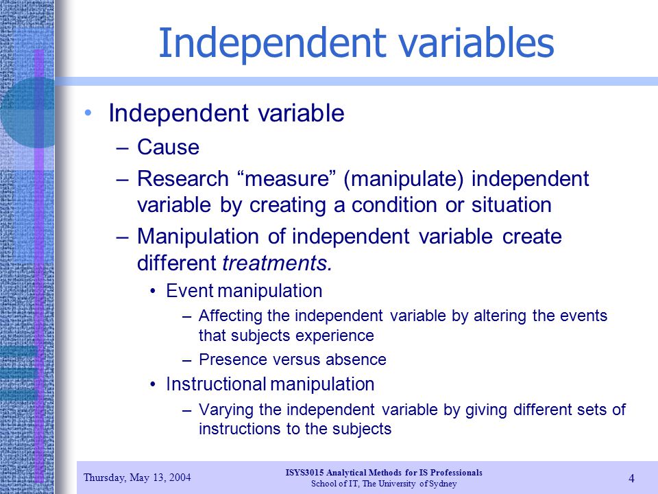 Independent variables