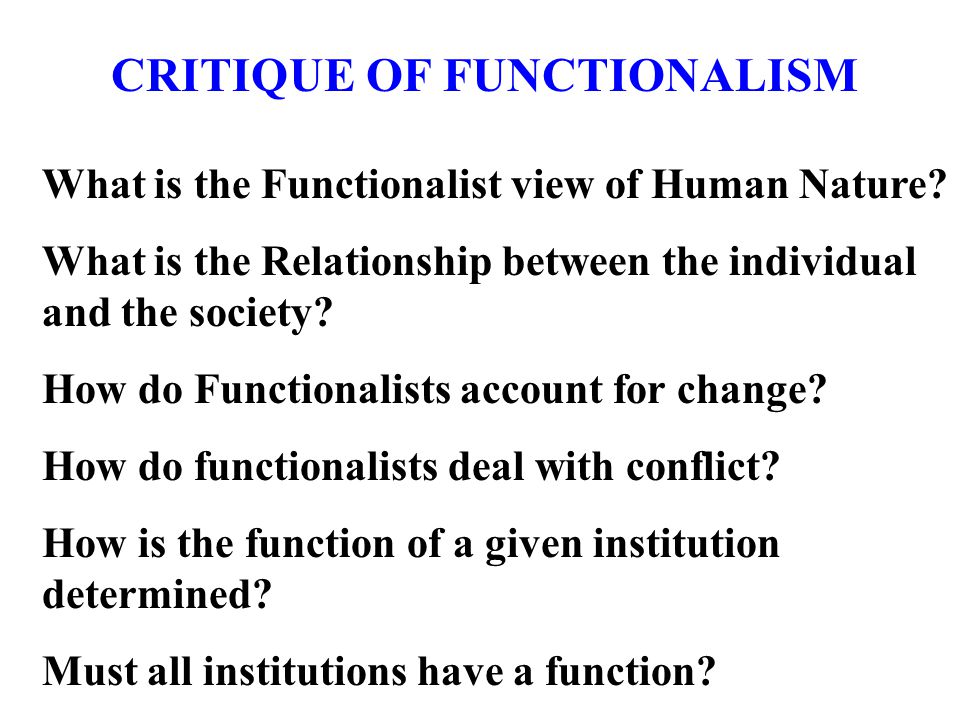 criticism of functionalism