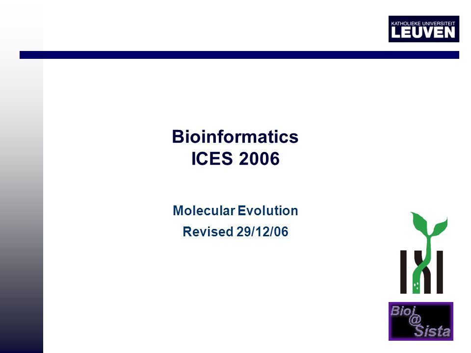 Molecular Evolution Revised 29/12/06