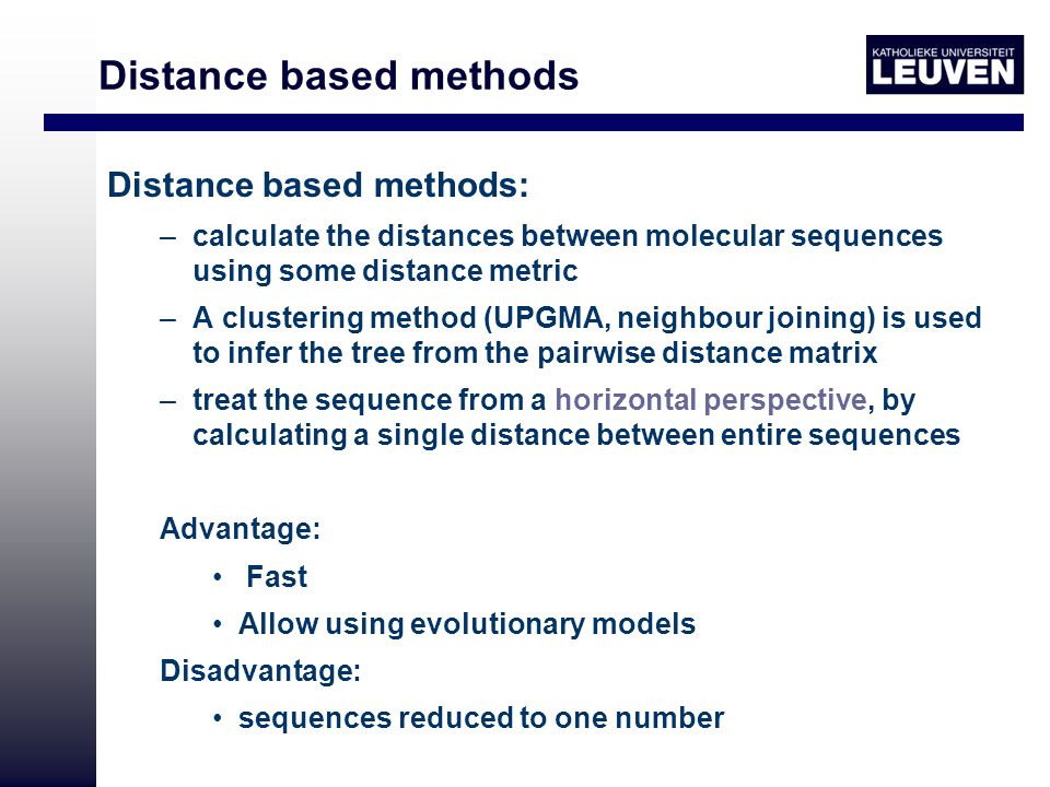 Distance based methods