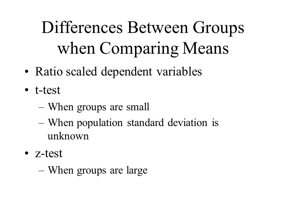 Differences Between Groups when Comparing Means