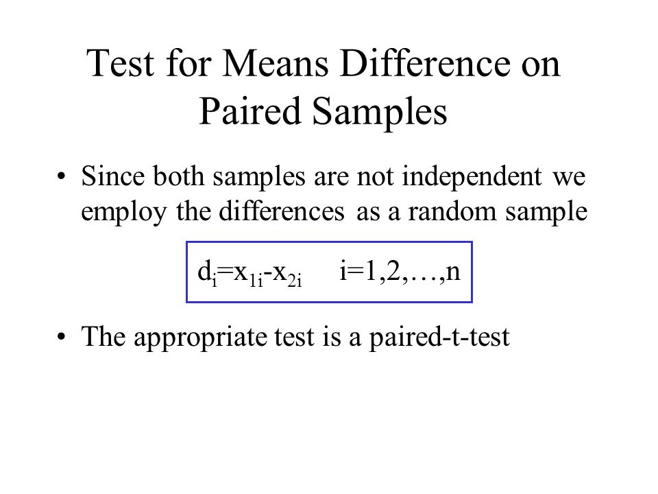 Test for Means Difference on Paired Samples