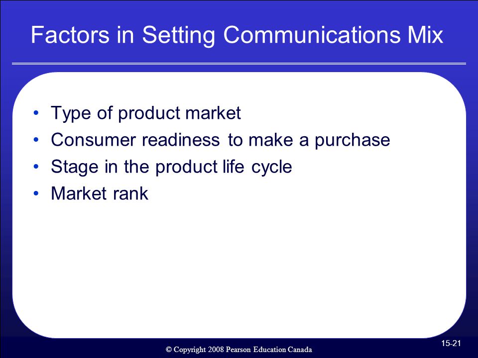 Factors in Setting Communications Mix
