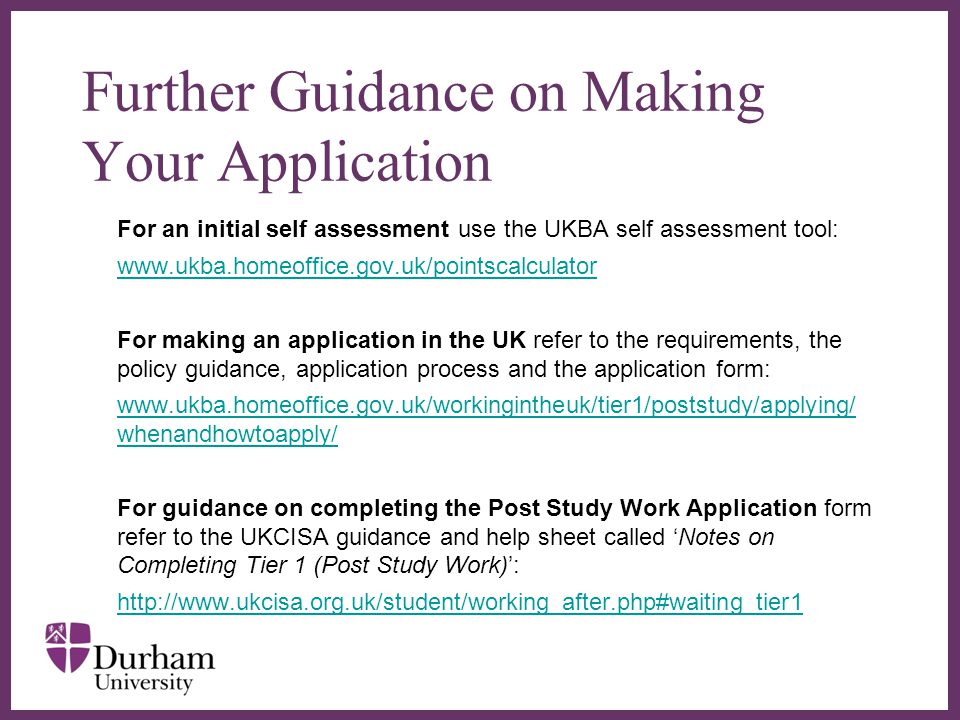 Further Guidance on Making Your Application