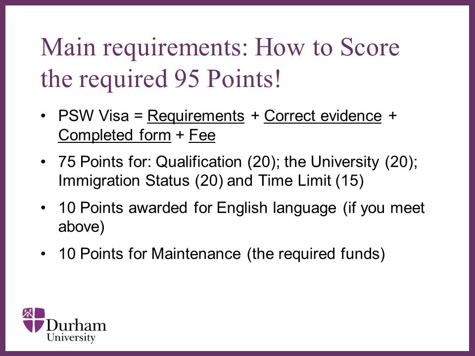 Main requirements: How to Score the required 95 Points!