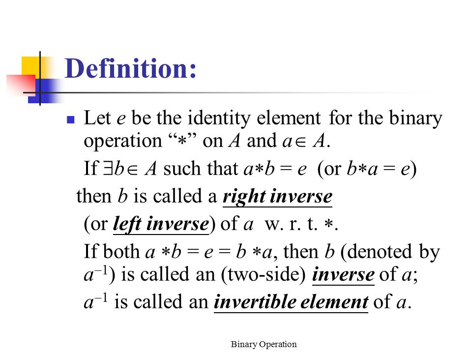 Binary Operations Ppt Video Online Download