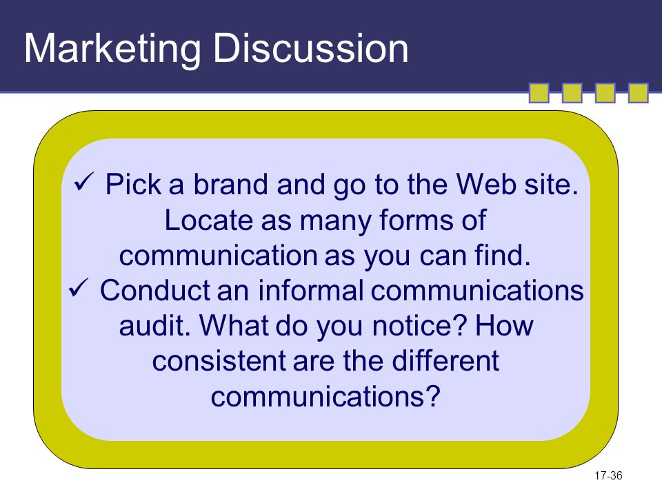 Marketing Discussion Pick a brand and go to the Web site.