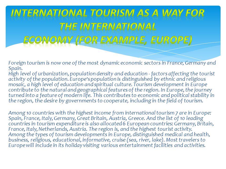 international tourism example