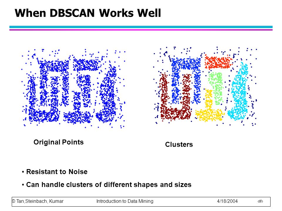 When DBSCAN Works Well Original Points Clusters Resistant to Noise