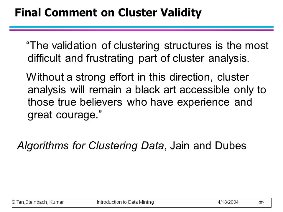 Final Comment on Cluster Validity