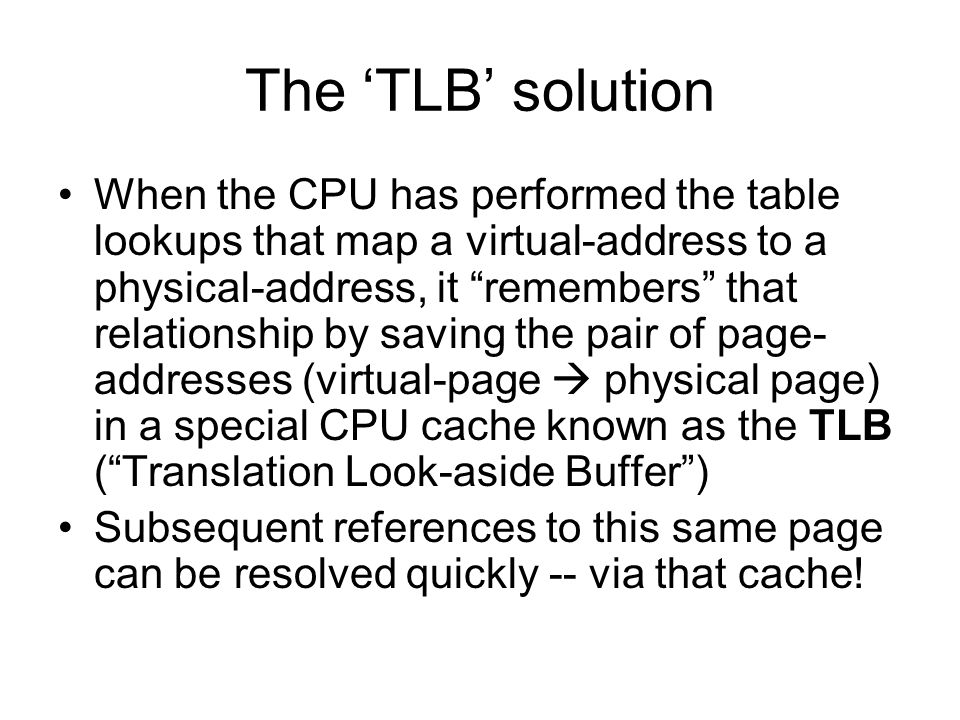 The ‘TLB’ solution