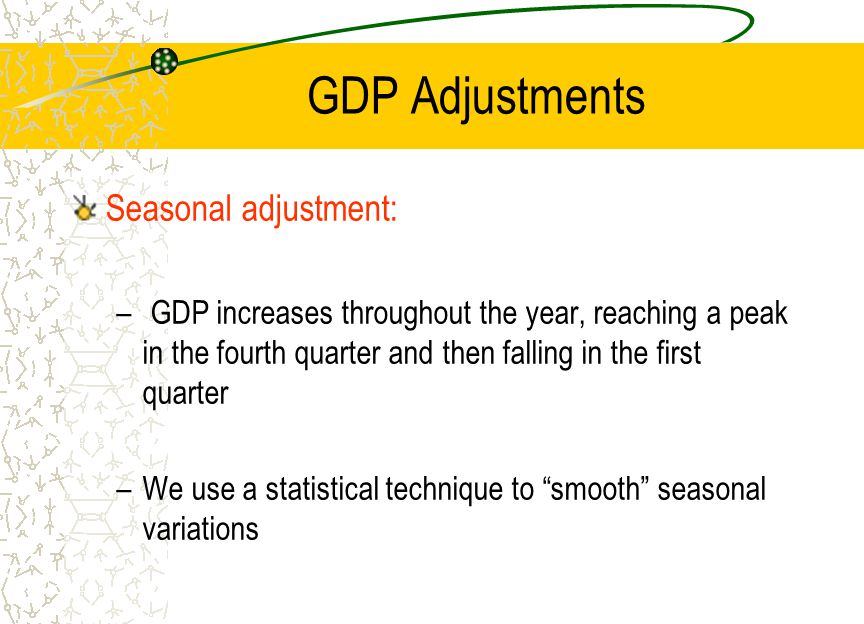 GDP Adjustments Seasonal adjustment:
