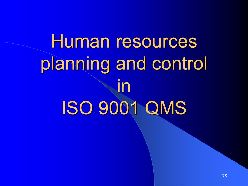 Human resources planning and control in ISO 9001 QMS