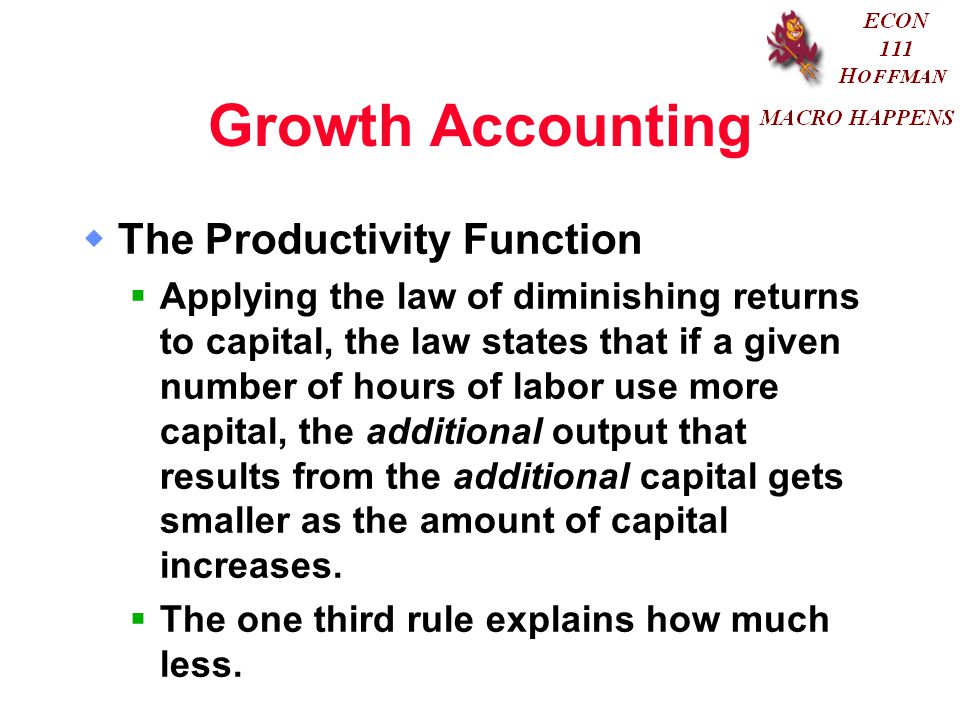 Growth Accounting The Productivity Function