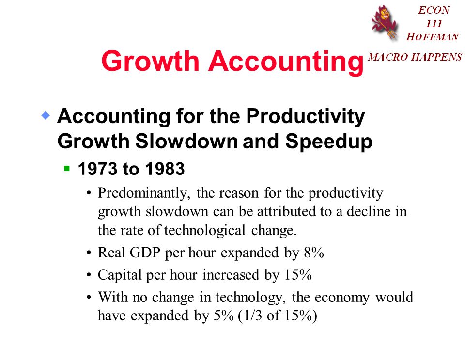 Growth Accounting Accounting for the Productivity Growth Slowdown and Speedup to