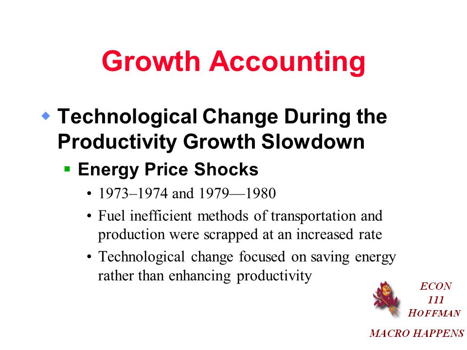 Growth Accounting Technological Change During the Productivity Growth Slowdown. Energy Price Shocks.