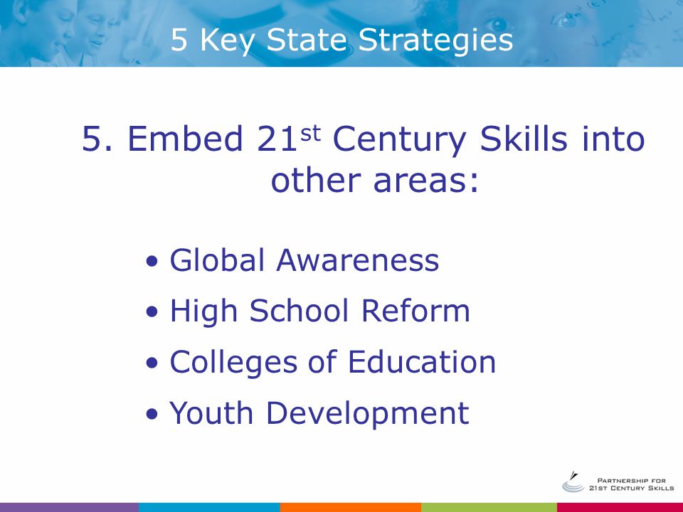 5. Embed 21st Century Skills into other areas: