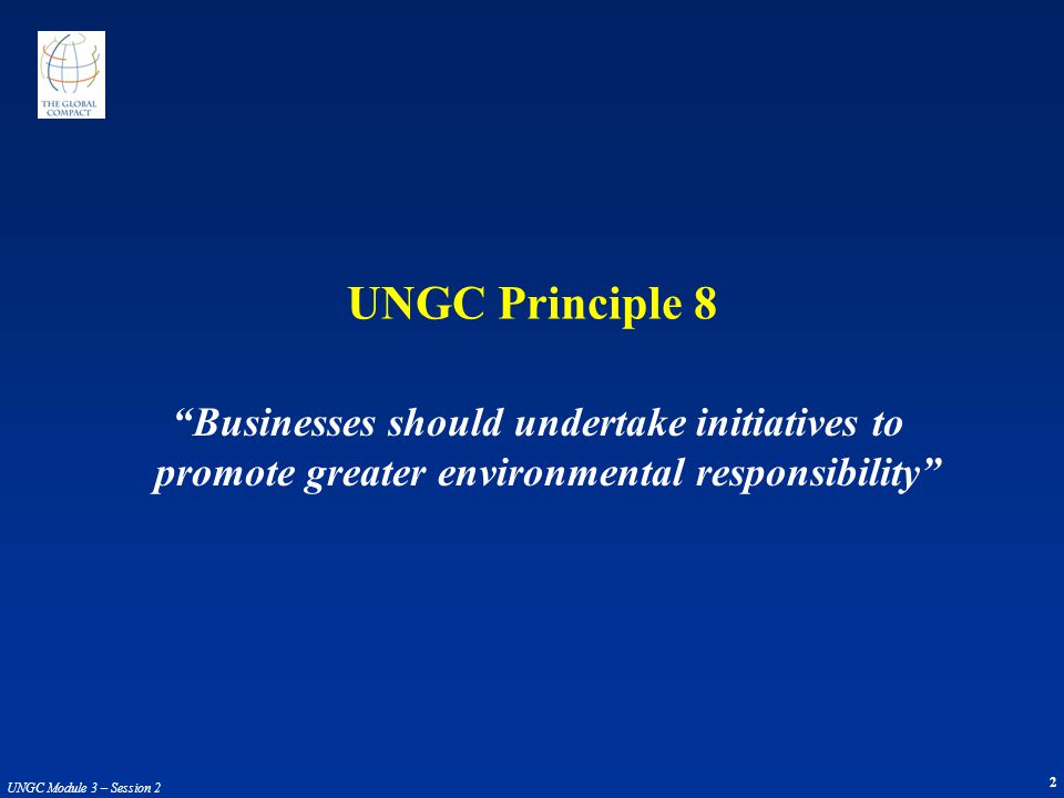 UNGC Principle 8 Businesses should undertake initiatives to promote greater environmental responsibility