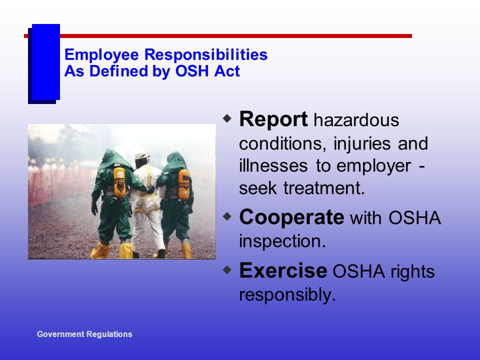 Employee Responsibilities As Defined by OSH Act