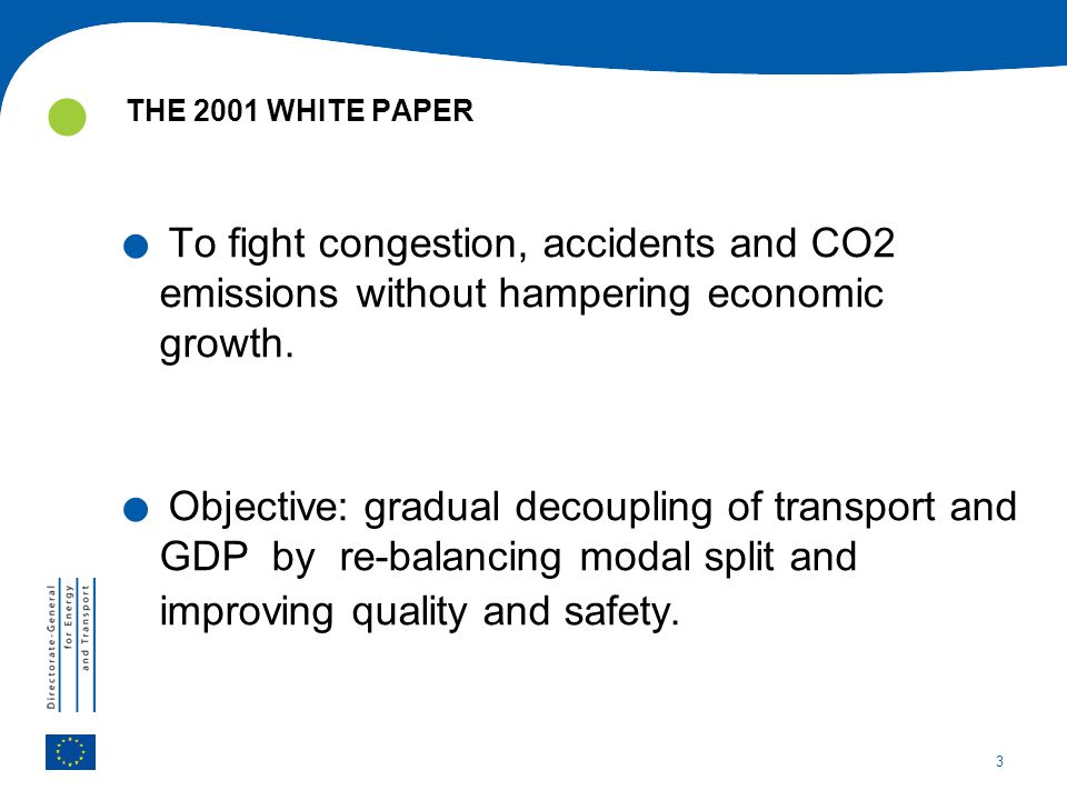 THE 2001 WHITE PAPER To fight congestion, accidents and CO2 emissions without hampering economic growth.