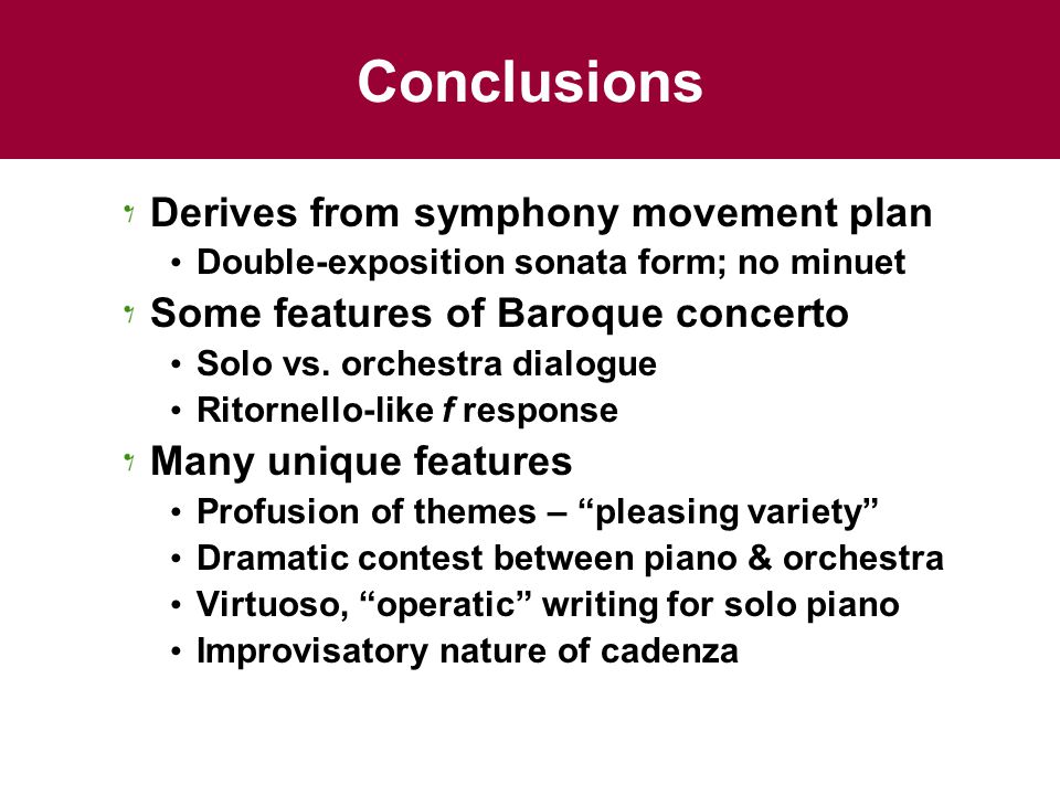 Conclusions Derives from symphony movement plan