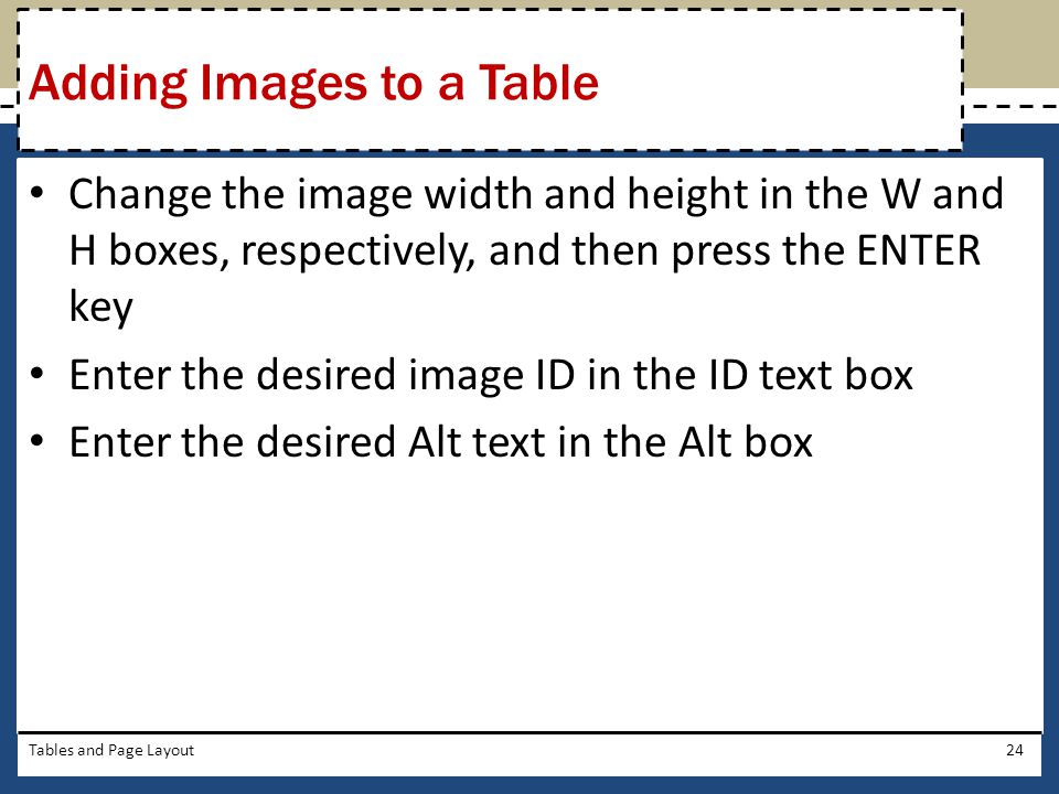 Adding Images to a Table
