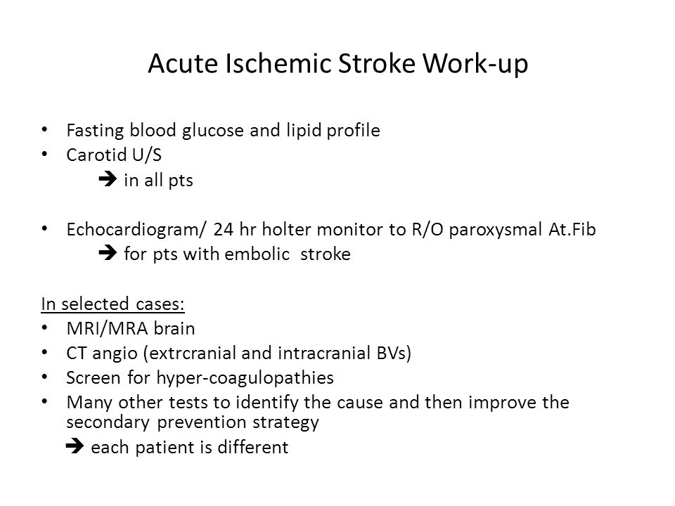 Acute Ischemic Stroke Work-up