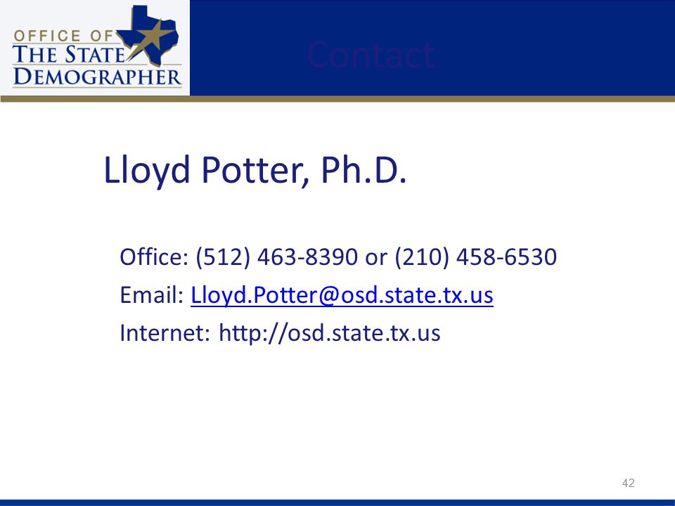 Contact Lloyd Potter, Ph.D.