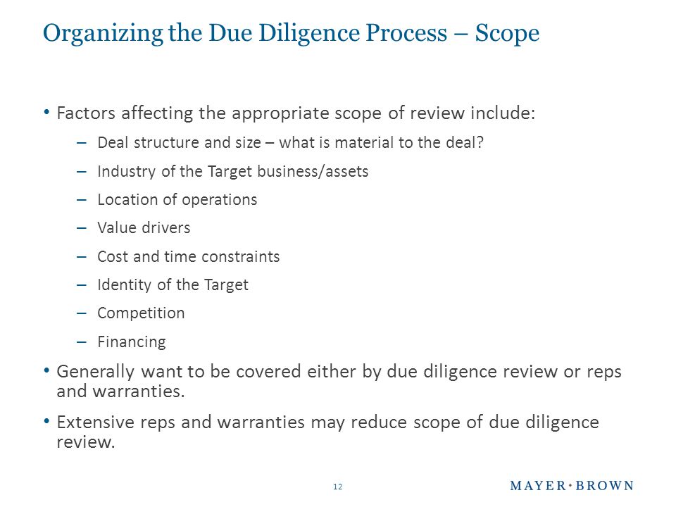 DUE DILIGENCE FROM A BUYER'S PERSPECTIVE: - ppt download