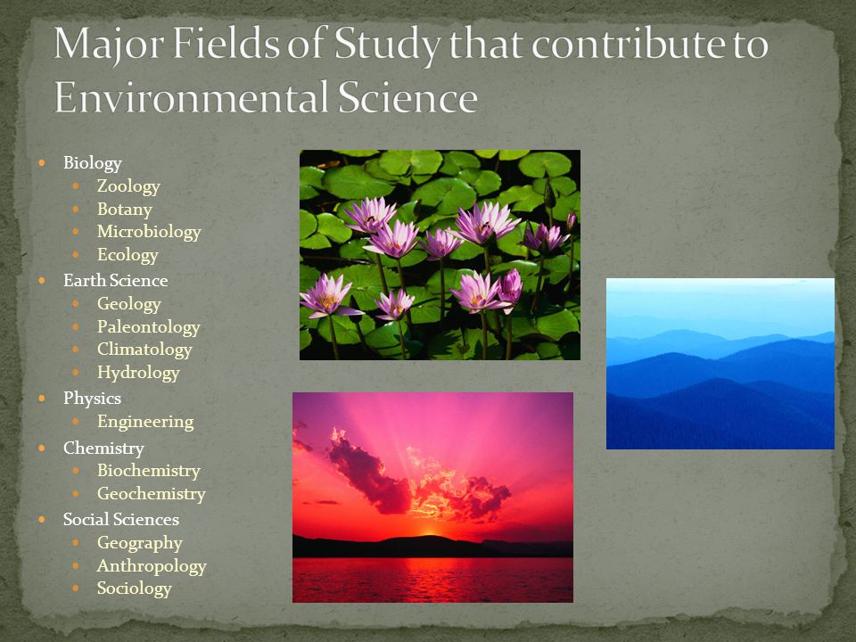 Major Fields of Study that contribute to Environmental Science